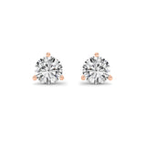 0.75CTW Round Shaped Lab Grown Diamond (G/VS) Three Prong Martini Stud Earrings in 14K Gold