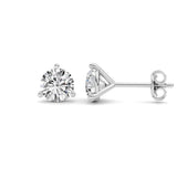 1CTW Round Shaped Lab Grown Diamond (G/VS) Three Prong Martini Stud Earrings in 14K White Gold