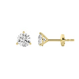 1CTW Round Shaped Lab Grown Diamond (G/VS) Three Prong Martini Stud Earrings in 14K Yellow Gold