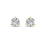 1CTW Round Shaped Lab Grown Diamond (G/VS) Three Prong Martini Stud Earrings in 14K Yellow Gold