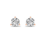 1CTW Round Shaped Lab Grown Diamond (G/VS) Three Prong Martini Stud Earrings in 14K Gold