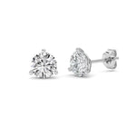 1.5CTW Round Shaped Lab Grown Diamond (G/VS) Three Prong Martini Stud Earrings in 14K White Gold