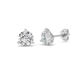 1.5CTW Round Shaped Lab Grown Diamond (G/VS) Three Prong Martini Stud Earrings in 14K White Gold