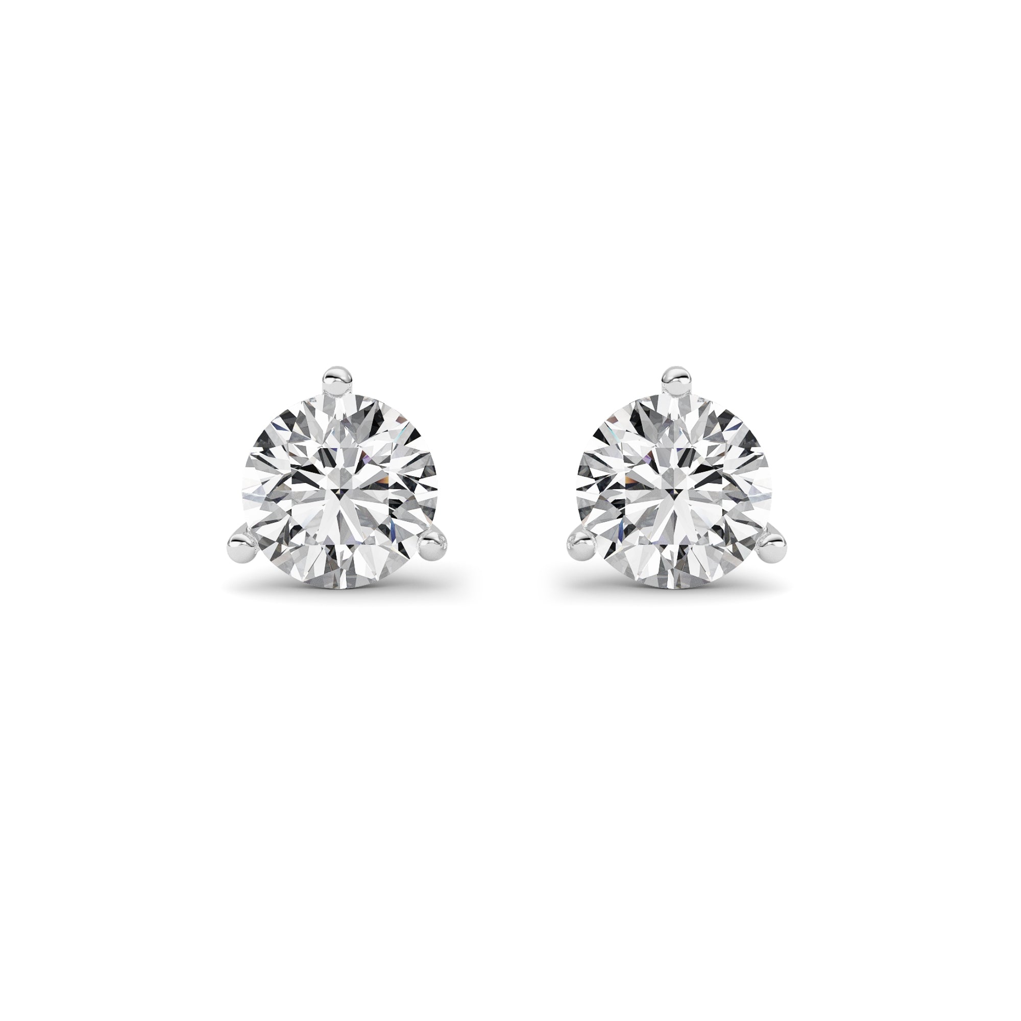 1.5CTW Round Shaped Lab Grown Diamond (G/VS) Three Prong Martini Stud Earrings in 14K White Gold