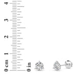1.5CTW Round Shaped Lab Grown Diamond (G/VS) Three Prong Martini Stud Earrings in 14K White Gold