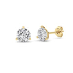 1.5CTW Round Shaped Lab Grown Diamond (G/VS) Three Prong Martini Stud Earrings in 14K Yellow Gold