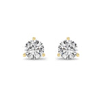 1.5CTW Round Shaped Lab Grown Diamond (G/VS) Three Prong Martini Stud Earrings in 14K Yellow Gold