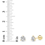 1.5CTW Round Shaped Lab Grown Diamond (G/VS) Three Prong Martini Stud Earrings in 14K Yellow Gold