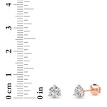 1.5CTW Round Shaped Lab Grown Diamond (G/VS) Three Prong Martini Stud Earrings in 14K Gold