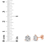 2CTW Round Shaped Lab Grown Diamond (G/VS) Three Prong Martini Stud Earrings in 14K Gold