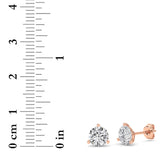 2CTW Round Shaped Lab Grown Diamond (G/VS) Three Prong Martini Stud Earrings in 14K Gold