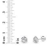 2.5CTW Round Shaped Lab Grown Diamond (G/VS) Three Prong Martini Stud Earrings in 14K White Gold
