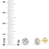 2.5CTW Round Shaped Lab Grown Diamond (G/VS) Three Prong Martini Stud Earrings in 14K Yellow Gold