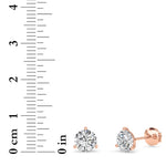 2.5CTW Round Shaped Lab Grown Diamond (G/VS) Three Prong Martini Stud Earrings in 14K Gold
