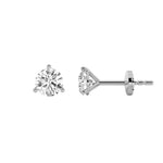 3CTW Round Shaped Lab Grown Diamond (G/VS) Three Prong Martini Stud Earrings in 14K White Gold