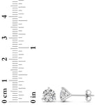 3CTW Round Shaped Lab Grown Diamond (G/VS) Three Prong Martini Stud Earrings in 14K White Gold