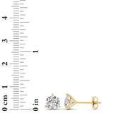 3CTW Round Shaped Lab Grown Diamond (G/VS) Three Prong Martini Stud Earrings in 14K Yellow Gold