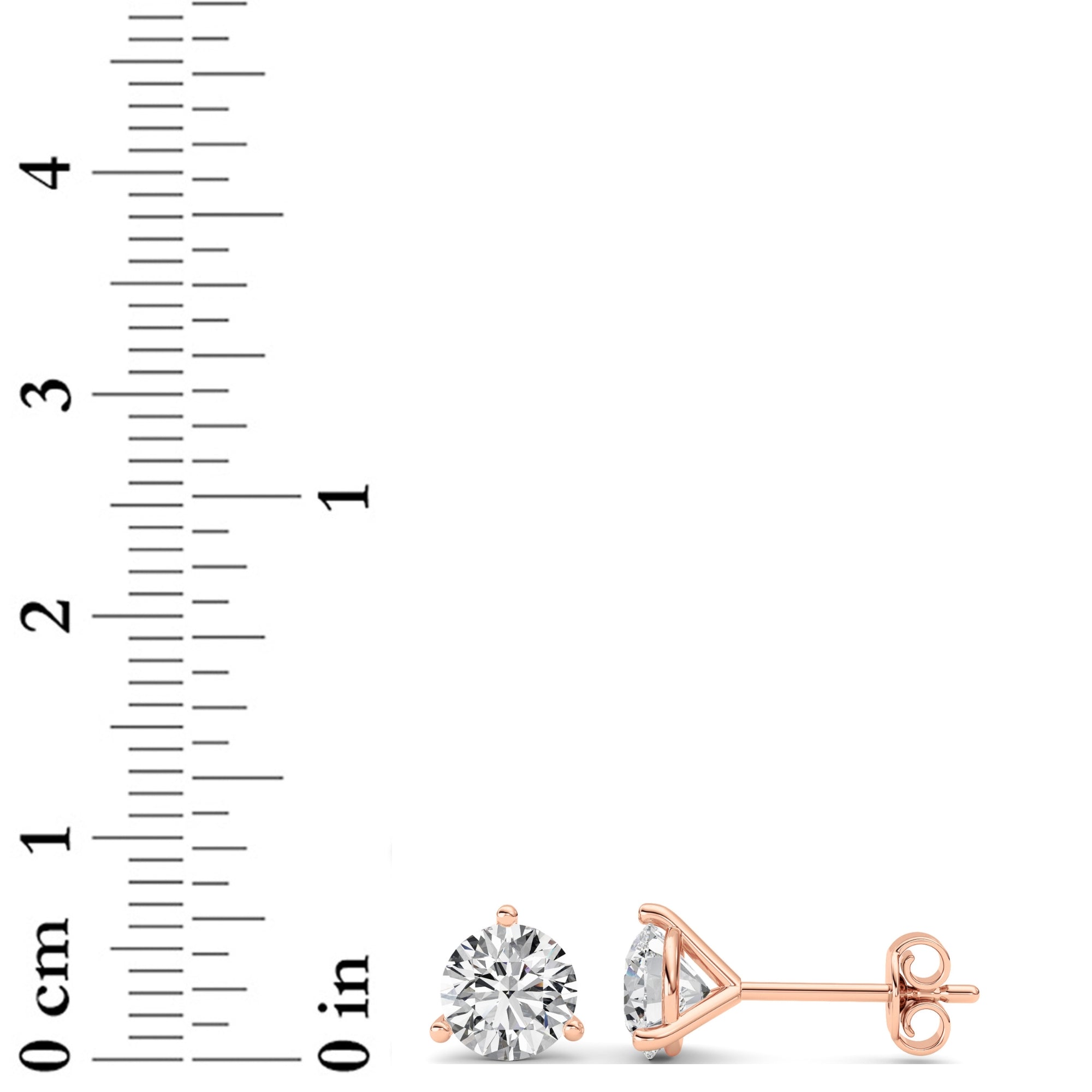 3CTW Round Shaped Lab Grown Diamond (F/VS) Earring in 14K Rose Gold