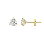3.5CTW Round Shaped Lab Grown Diamond (G/VS) Three Prong Martini Stud Earrings in 14K Yellow Gold