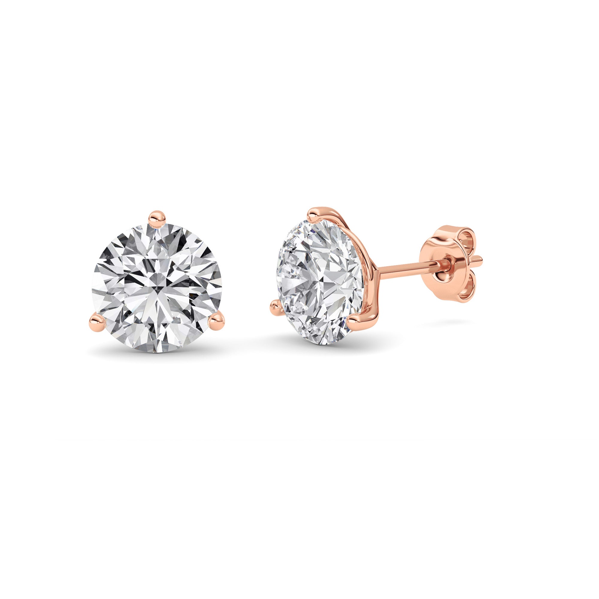3.5CTW Round Shaped Lab Grown Diamond (F/VS) Earring in 14K Rose Gold