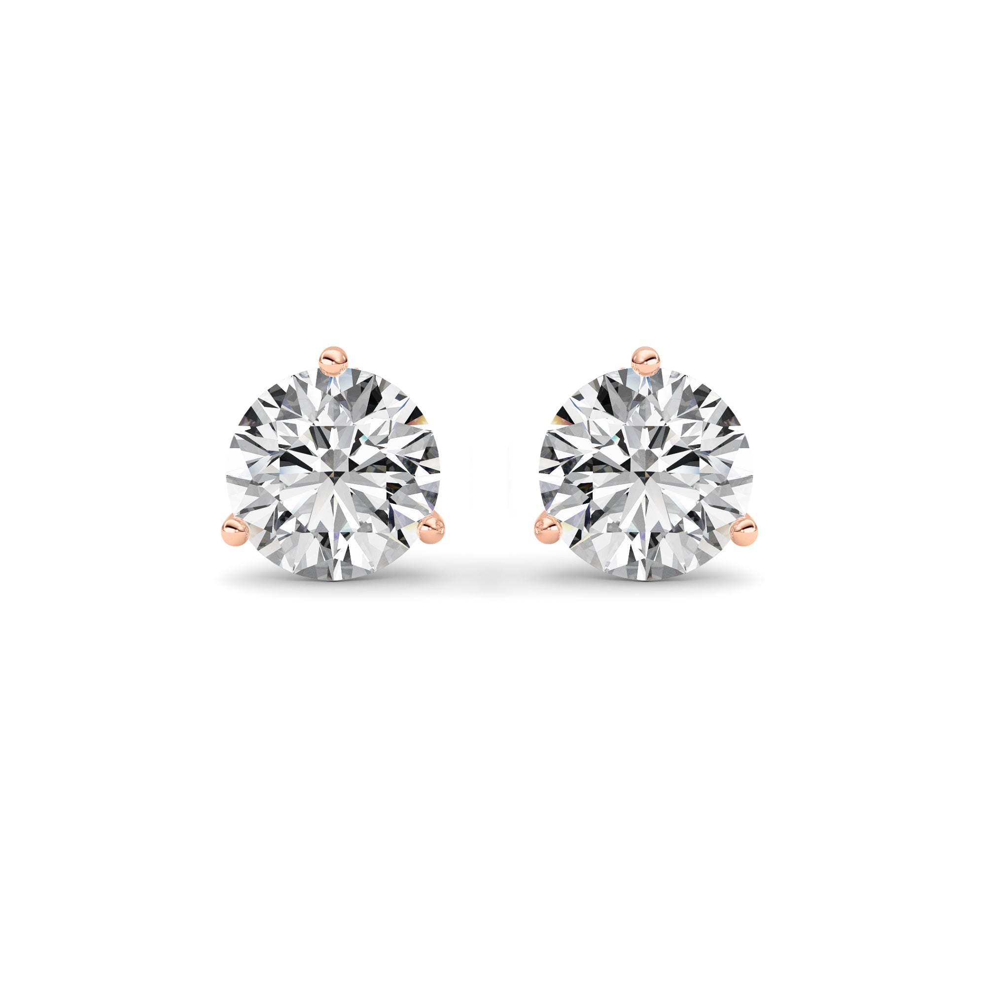 3.5CTW Round Shaped Lab Grown Diamond (F/VS) Earring in 14K Rose Gold