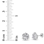 4CTW Round Shaped Lab Grown Diamond (G/VS) Three Prong Martini Stud Earrings in 14K White Gold