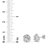 4CTW Round Shaped Lab Grown Diamond (G/VS) Three Prong Martini Stud Earrings in 14K White Gold