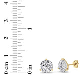 4CTW Round Shaped Lab Grown Diamond (G/VS) Three Prong Martini Stud Earrings in 14K Yellow Gold