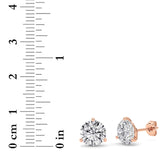 4CTW Round Shaped Lab Grown Diamond (G/VS) Three Prong Martini Stud Earrings in 14K Gold