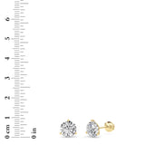 4.5CTW Round Shaped Lab Grown Diamond (G/VS) Three Prong Martini Stud Earrings in 14K Yellow Gold
