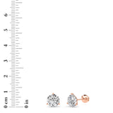 4.5CTW Round Shaped Lab Grown Diamond (G/VS) Three Prong Martini Stud Earrings in 14K Gold