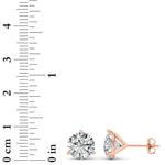 5CTW Round Shaped Lab Grown Diamond (G/VS) Three Prong Martini Stud Earrings in 14K Gold