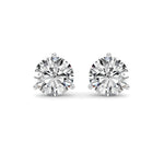 5.5CTW Round Shaped Lab Grown Diamond (G/VS) Three Prong Martini Stud Earrings in 14K White Gold