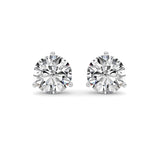 5.5CTW Round Shaped Lab Grown Diamond (G/VS) Three Prong Martini Stud Earrings in 14K White Gold