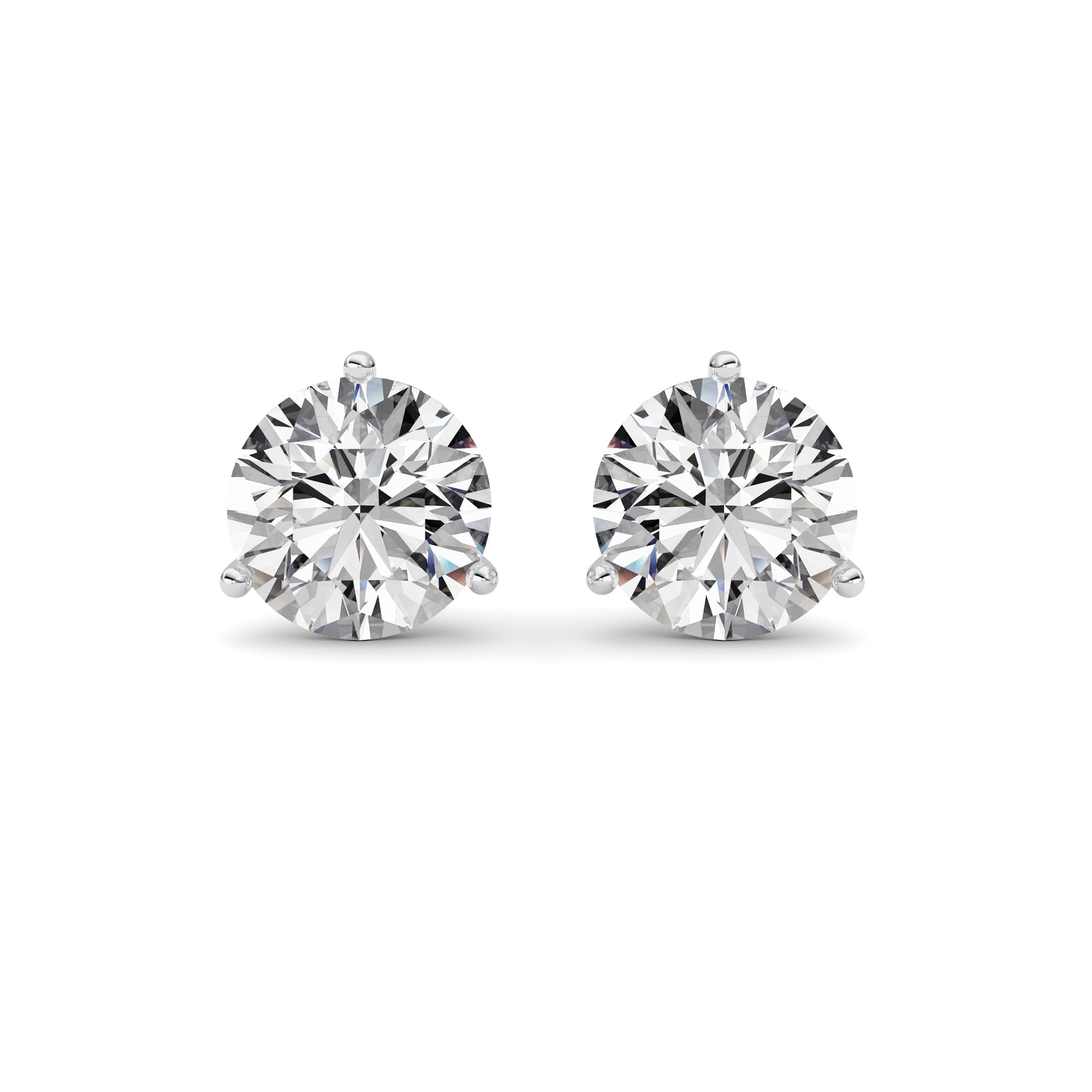 5.5CTW Round Shaped Lab Grown Diamond (G/VS) Three Prong Martini Stud Earrings in 14K White Gold