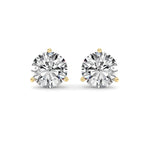 5.5CTW Round Shaped Lab Grown Diamond (G/VS) Three Prong Martini Stud Earrings in 14K Yellow Gold
