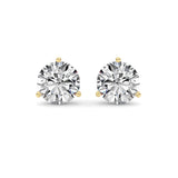 5.5CTW Round Shaped Lab Grown Diamond (G/VS) Three Prong Martini Stud Earrings in 14K Yellow Gold