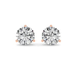 5.5CTW Round Shaped Lab Grown Diamond (G/VS) Three Prong Martini Stud Earrings in 14K Gold