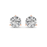 5.5CTW Round Shaped Lab Grown Diamond (G/VS) Three Prong Martini Stud Earrings in 14K Gold