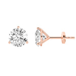 6CTW Round Shaped Lab Grown Diamond (G/VS) Three Prong Martini Stud Earrings in 14K Gold