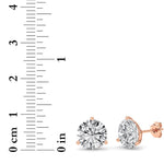 6CTW Round Shaped Lab Grown Diamond (G/VS) Three Prong Martini Stud Earrings in 14K Gold