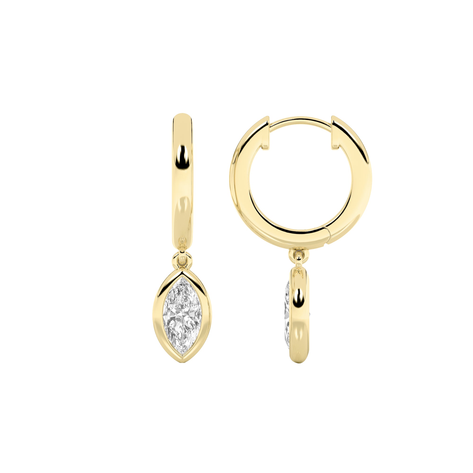0.6CTW Marquise Shaped Lab Grown Diamond (F/VS) Dangle Earrings in 14K Gold