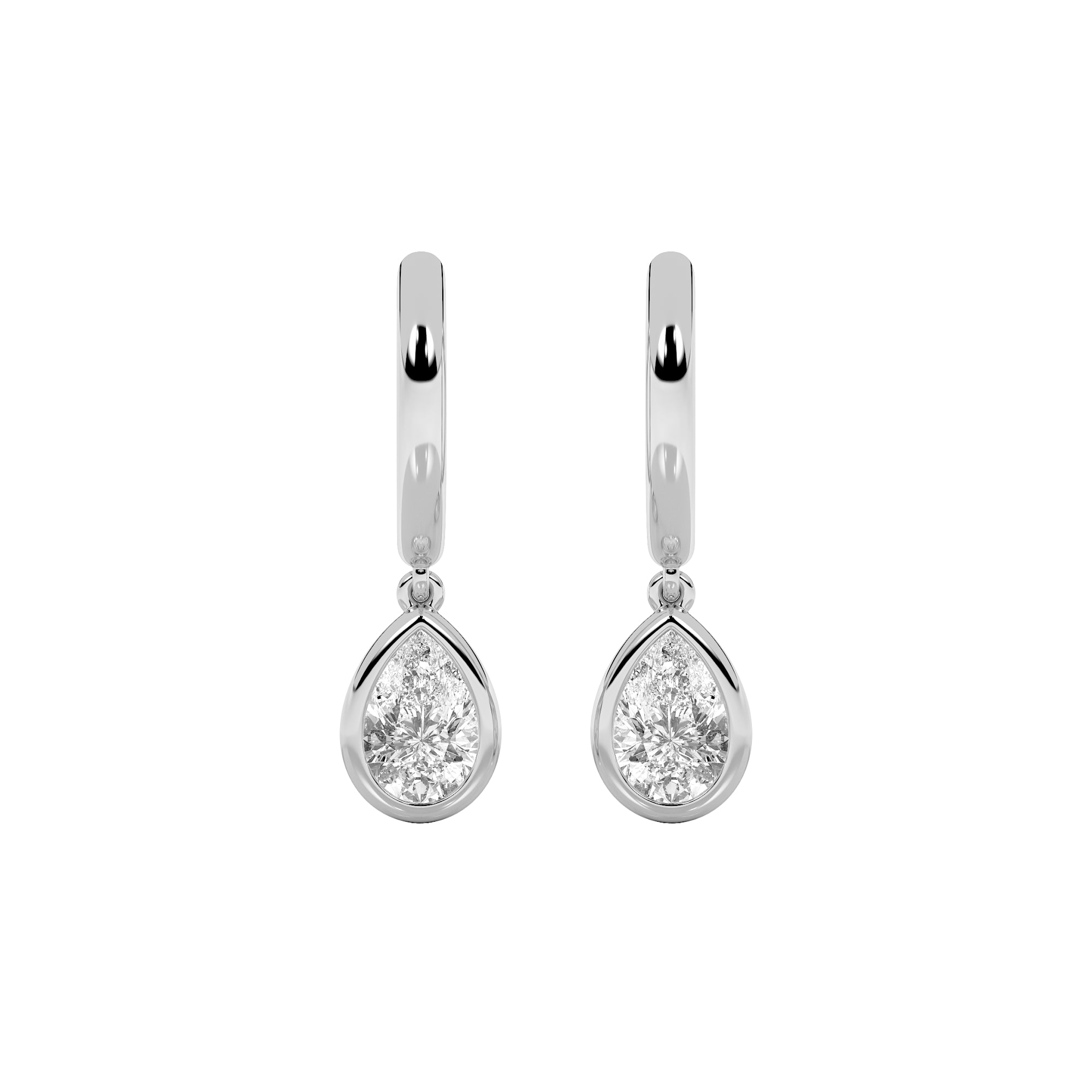 1CTW Pear Shaped Lab Grown Diamond (F/VS) Dangle Earrings in 14K Gold