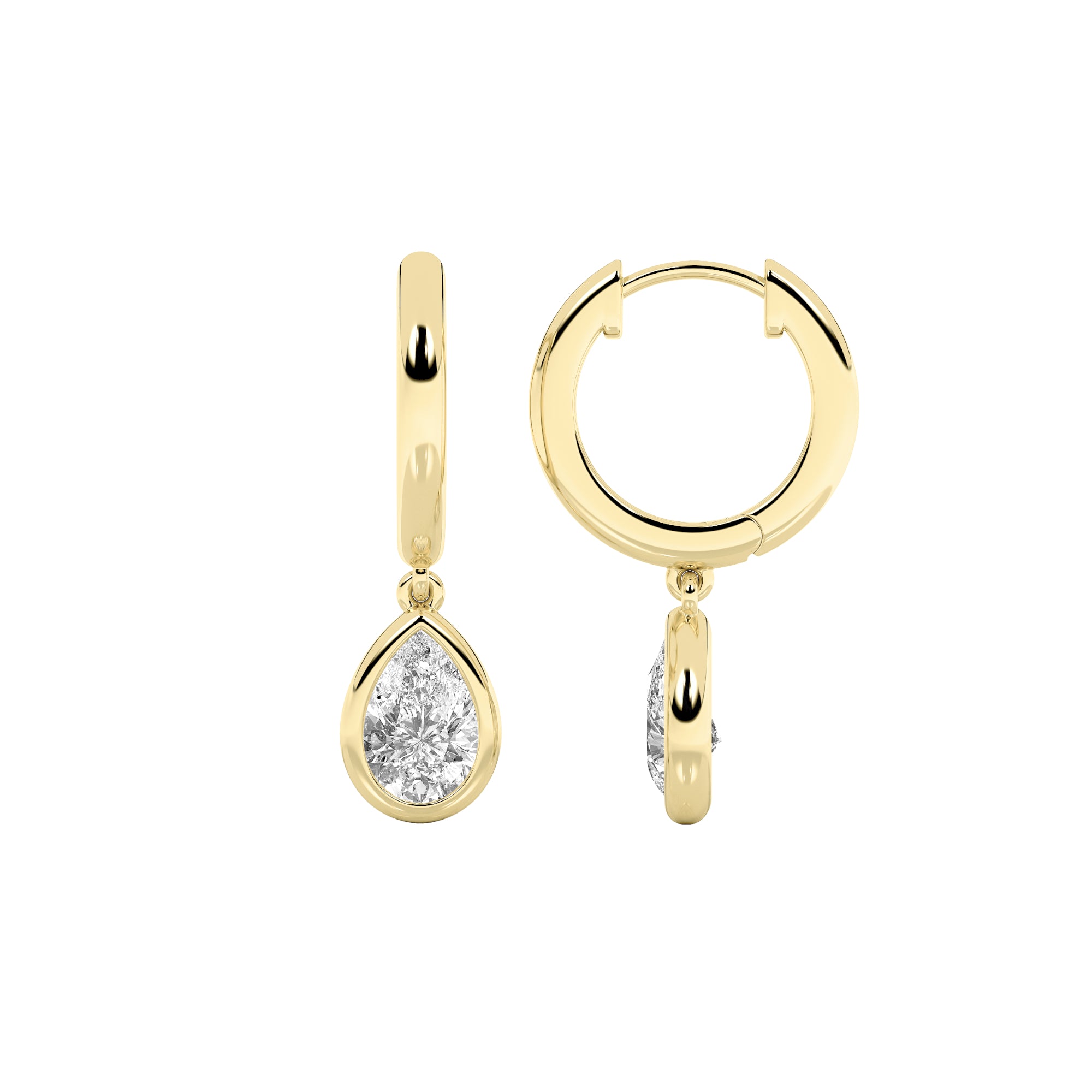 1CTW Pear Shaped Lab Grown Diamond (F/VS) Dangle Earrings in 14K Gold