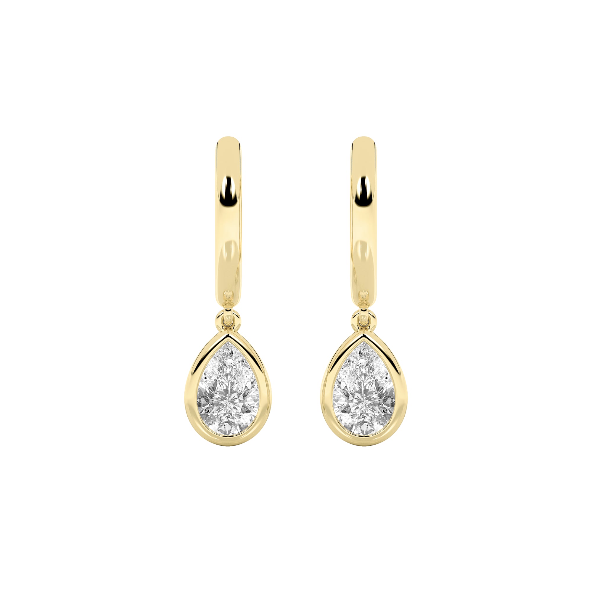 1CTW Pear Shaped Lab Grown Diamond (F/VS) Dangle Earrings in 14K Gold