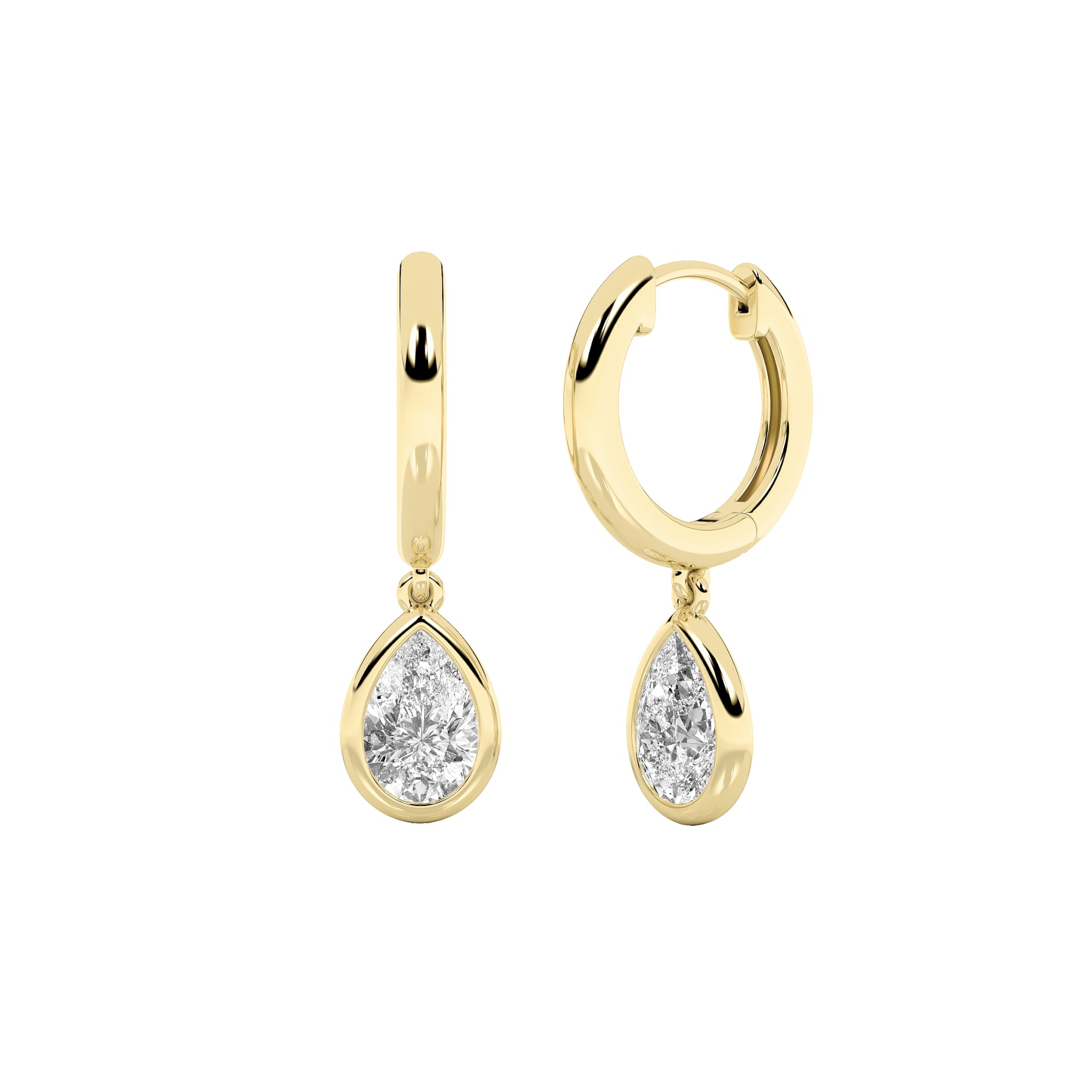 1CTW Pear Shaped Lab Grown Diamond (F/VS) Dangle Earrings in 14K Gold