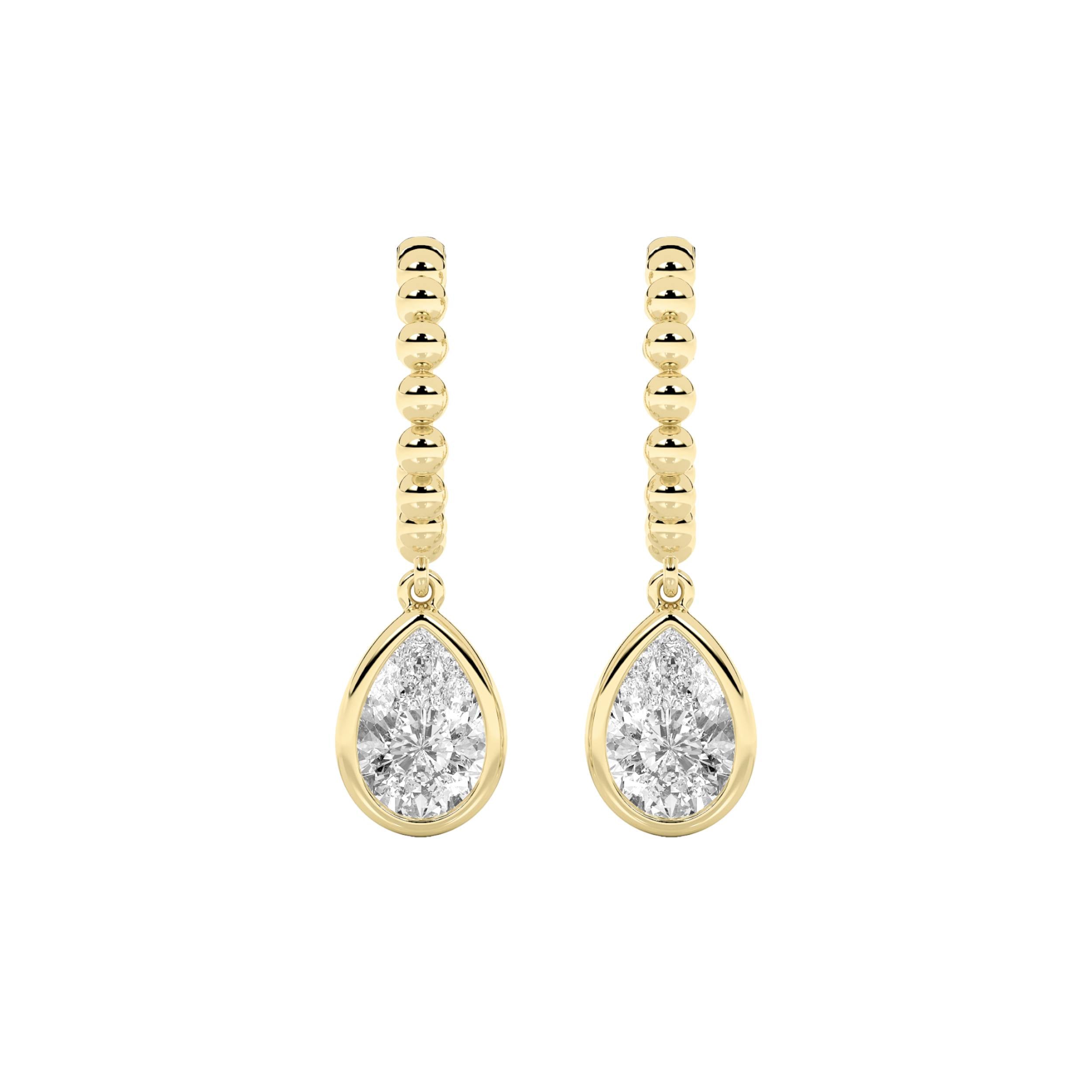 1CTW Pear Shaped Lab Grown Diamond (F/VS) Dangle Earrings in 14K Gold