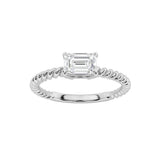 0.5CTW Emerald Shaped Lab Grown Diamond (F/VS) Petite Solitaire Engagement RING in 14K Gold