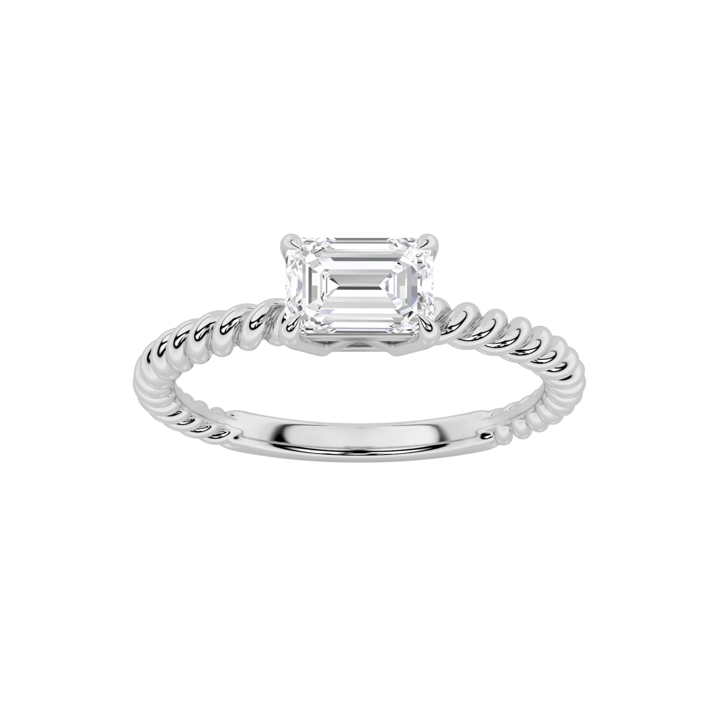 0.5CTW Emerald Shaped Lab Grown Diamond (F/VS) Petite Solitaire Engagement RING in 14K Gold