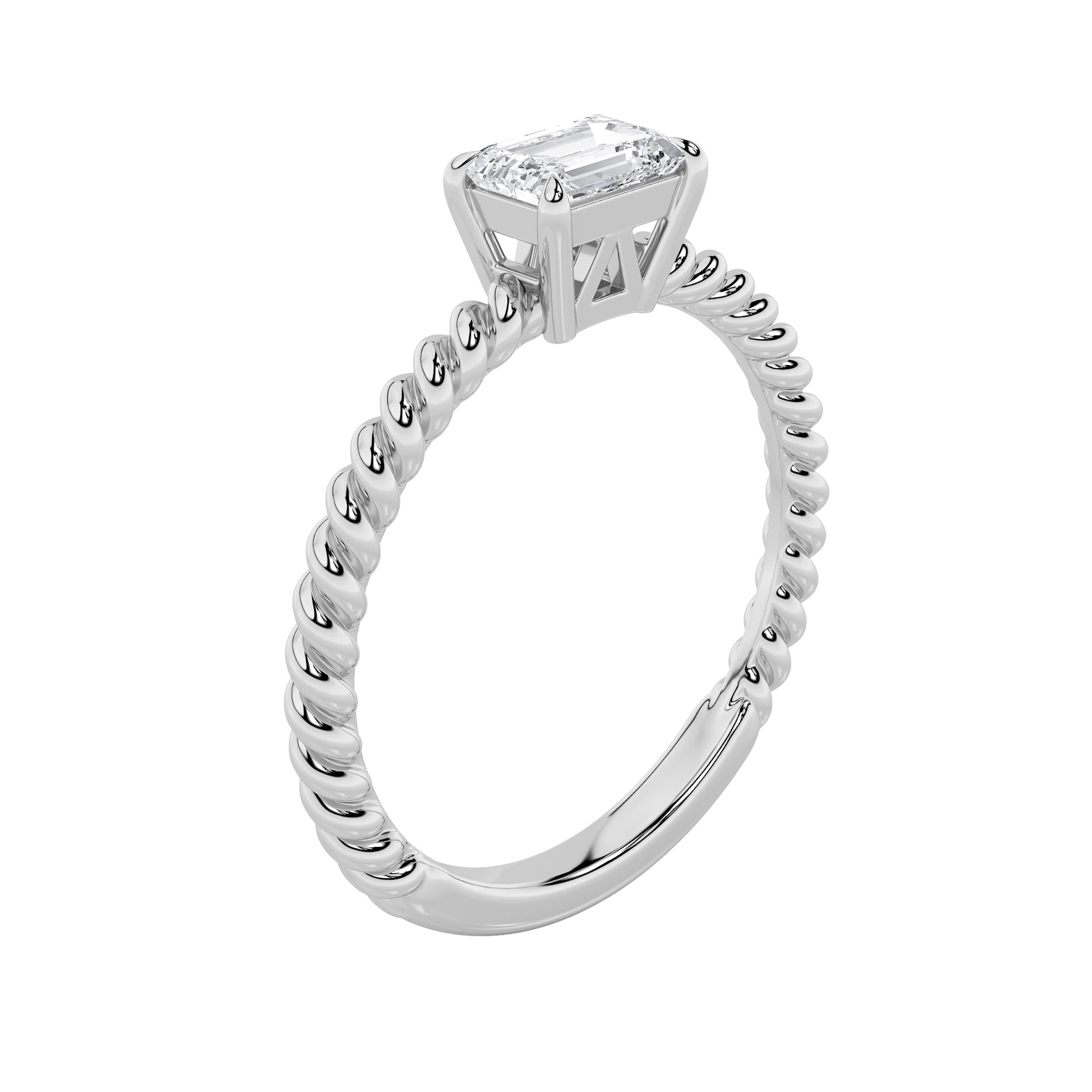 0.5CTW Emerald Shaped Lab Grown Diamond (F/VS) Petite Solitaire Engagement RING in 14K Gold